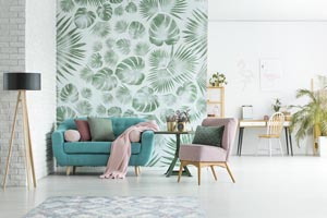 Obývačka s tapetou